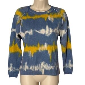 Brodie Cashmere Tie Dye Sweater Blue Yellow and White Size XS